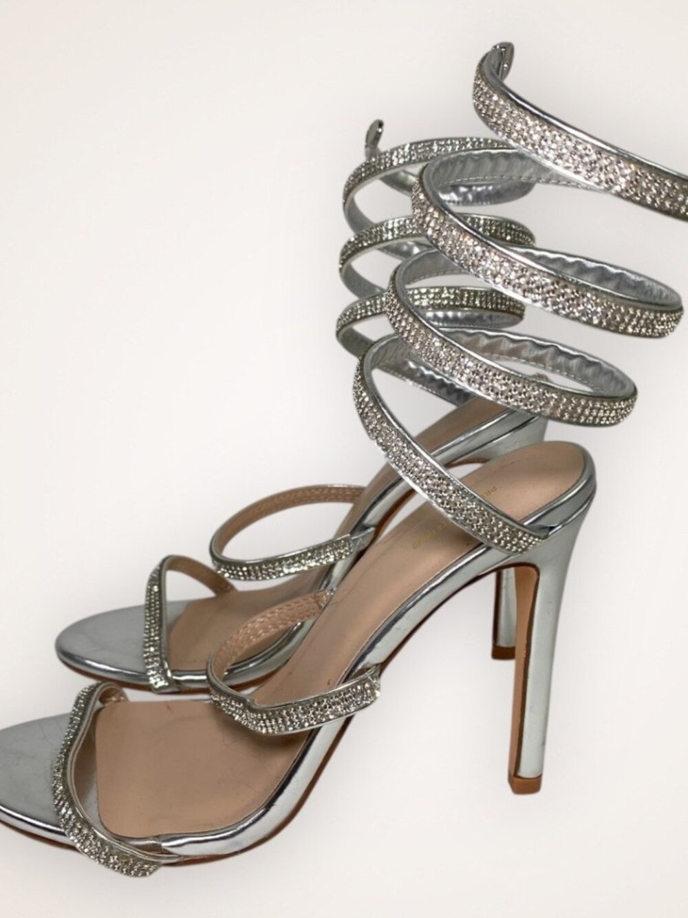 PrettyLittleThing Women’s 6 Silver Jewel Diamante Heel